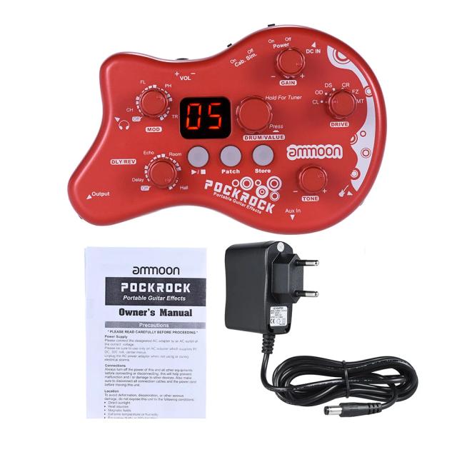Pedal Portátil Ammoon PockRock - Processador Multi-Efeitos para Guitarra Elétrica e Acessórios Essenciais