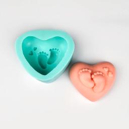 Molde de silicone para sabão e sabonete para bebês, forma de coração para os pés, molde para sabonete artesanal, argila e velas de resina - Image 5