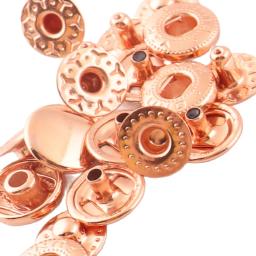 50 conjuntos de botões de pressão em ouro rosado, 10mm 12 mm 15mm, botões de metal, fixadores de couro para costura, roupas artesanais, fechos de pressão - Image 2