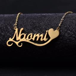 Colar com nome personalizado com símbolo de coração, colar cursivo com placa de identificação de aço inoxidável, presente artesanal para mulheres, gargantilha - Image 1