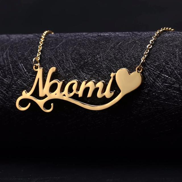 Colar Personalizado com Nome e Coração em Aço Inoxidável - Presente Artesanal Elegante para Mulheres
