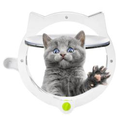 Porta redonda com fecho 4 vias para gato, janela plástico para animais estimação, porta segura com tampa, qualidade premium - Image 1