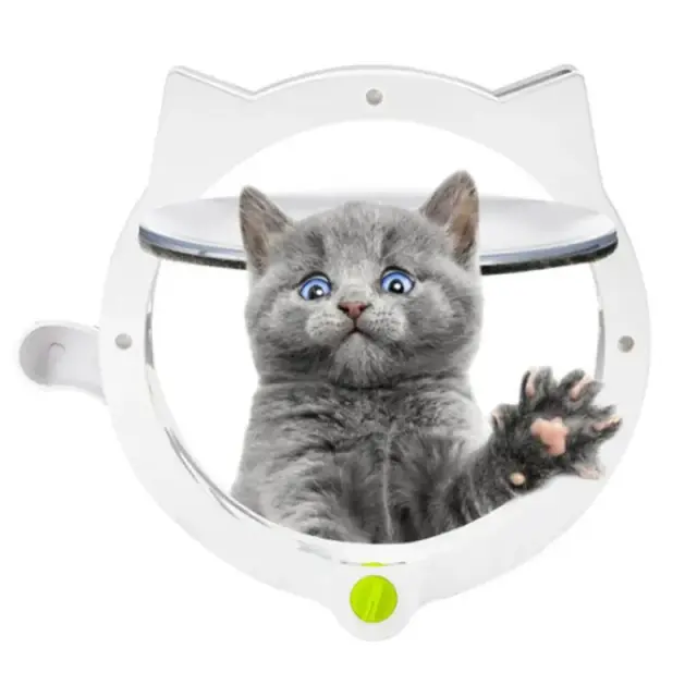 Porta Redonda Premium para Gatos com Fecho 4 Vias e Janela Plástica Segura