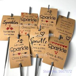 Xx diy-100 pces etiqueta personalizada, sparkler/fulgor vara etiquetas do fogo de artifício do casamento etiqueta personalizada, sparkler não incluído - Image 1