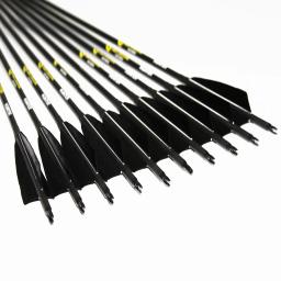 12 pçs setas de carbono tiro com arco spine300 340 400 500 600 4 Polegada peru fletching pena id6.2mm 100gr campo pontos arco tradicional - Image 1