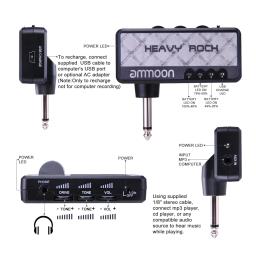 Ammoon amplificador de guitarra elétrica portátil amplificador de fone de ouvido mini amplificador de fone de ouvido amplificador de distorção acessórios de guitarra - Image 3
