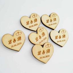 Personalizado gravado de madeira Centerpieces coração, casamento decoração tabela, personalizado doces Tags, favores do coração, 100 pcs - Image 1