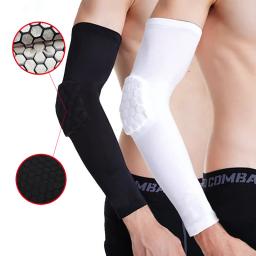 1pc esportes braço manga sol proteção uv favo de mel anti-colisão alongar almofadas cotovelo basquete voleibol ciclismo aquecedores de braço - Image 1
