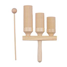 Percussão bloco de madeira 3 tom de madeira percussão instrumento musical crianças brinquedos musicais com martelo - Image 1