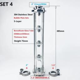 Torre de destilação od50.5 de 1.5 '(38mm) para fabricação de vinho doméstico, altura 385mm, torre de vidro de alta qualidade de 5 camadas. destilador de luar - Image 4