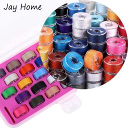28 pçs linha de bobina colorida para máquina de costura de bordado diy costura bobinas de linha de costura com suporte de bobina caixa organizadora - Image 5