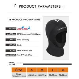 Chapéu de mergulho antiderrapante de neoprene para homens e mulheres, boné de natação profissional, traje à prova de frio para inverno, capa de cabeça unissex 3mm - Image 2
