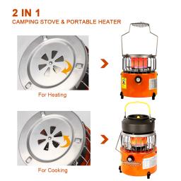 2 em 1 2000w aquecedor portátil fogão de acampamento aquecimento gás aquecedores fogões para cozinhar pesca no gelo acampamento caminhadas - Image 4
