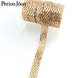 Guarnição de fita de strass para decoração de vestido, fita de ferro, apliques de ferro, vidro preto e dourado, arranjo de cristal, TR099, 1 jarda - Image 4