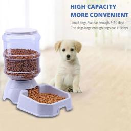Alimentador automático para animais de estimação, tigela potável de grande capacidade, l, para cães e gatos, com suporte para comida - Image 1