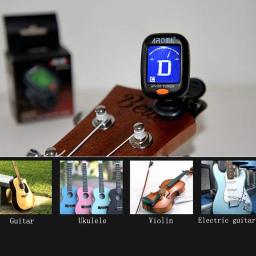 Afinador digital com prendedor aroma at-101, equipamento dobrável e giratório de alta sensibilidade para violão, baixo cromático, violino e ukelele - Image 4