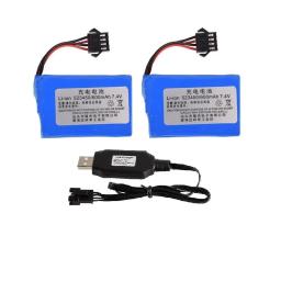 Bateria Li-ion 7.4v, 600mah, 523450 sm-4p, carregador plug/usb para caminhão rc, carro, barco, peças sobressalentes - Image 2