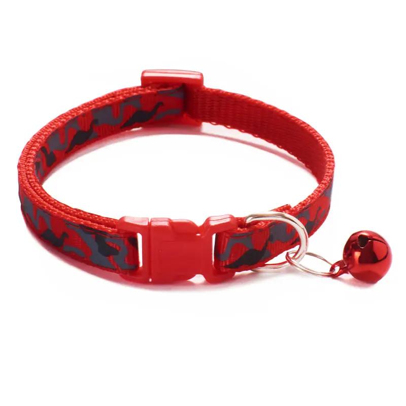 Camuflagem gato colar com sino cão de estimação colar gatos collier chats perro suprimentos para pequeno médio kittin chihuahua rosa azul - Image 1