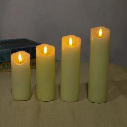 Pau de vela com pilar de led operado à bateria, saída de vela com borda ondulada 3d, festa de casamento, decoração de casa, iluminação, 5cm (dia)-âmbar - Image 4