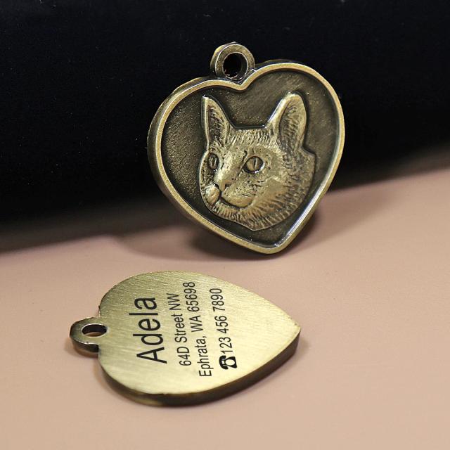 Tag de Identificação Personalizada em Metal Vintage para Cães e Gatos com Nome e Acessórios para Collares