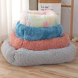 Cama longa quadrada de pelúcia, esteiras quentes para dormir, esteira de gato, cesta pequena média e grande, acessórios para animais - Image 3
