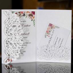 Cartão de visitas e convite de casamento cortados a laser, personalize sua empresa com cartões rsvp, decoração de festas de casamento, 50 peças - Image 2