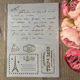 4 Pçs/set A4 Paris Letras Ondulado Flor DIY Camadas Stencils Pintura Scrapbook Coloração Embossing Álbum Modelo Decorativo - Image 5