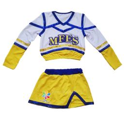 Uniforme de cheerlíder de torcida, 4 unidades, bebê meninos meninas jogo infantil competição palco fantasia arco amarelo escola - Image 2