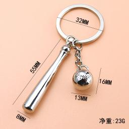 Creative Baseball Keychain, 3D Ball Stick Metal Chaveiro, Anel de carro Pingente, Sports Series, Novo, K4229 - Image 2