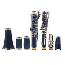 Clarinete abs azul escuro, instrumento de sopro, com 17 teclas banhadas a níquel, com luvas de pano de limpeza, chave de fenda - Image 5