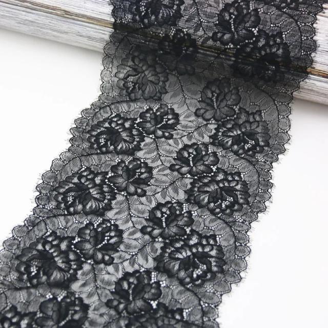 Decoração de Rendas Elásticas Florais para Vestuário - Aplique de 3 Metros e 23 cm em Tecidos de Renda para Vestidos e Fantasias