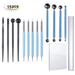 Conjunto de ferramentas para projetos de arte diy, 15 peças, bola stylus de argila macia, cerâmica, multiferramentas, projetos de arte, escultura e modelagem, ferramenta de decoração de fondant - Image 1
