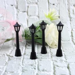 4 pçs rua post luzes modelo de trem ferroviário lâmpada pós luzes em miniatura aldeia caminho lanterna post para diy dollhouse - Image 5