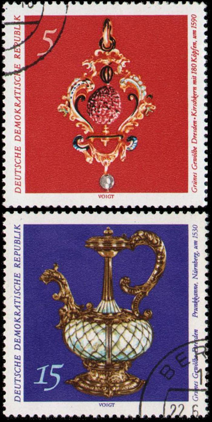 DDR Post Stamps para coleta, gema, jade, selos postais marcados, 2pcs por conjunto - Image 1