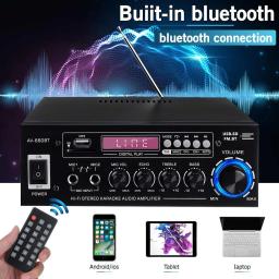 Amplificador de Potência para Home Theater, Amplificadores de Áudio, Plug UE, Suporte EQ, FM, SD, USB, Bluetooth 5.0, 2.0 Canais, 2000W, DC 12V, 220V, 2 Mic, 5,0 - Image 4