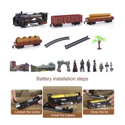 Conjunto de trem de brinquedo retrô clássico, carro, trilhos ferroviários, trem de simulação, presente para crianças, brinquedo de trem de plástico - Image 4
