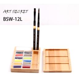 Pincéis de desenho artsecret wireless wireless com estojo de bambu defumado com 12 24 semi cor sólida para pintura - Image 2
