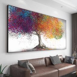 Tamanho grande pintura da lona parede arte da árvore de ouro pintura a óleo cartaz e impressão para sala estar decoração casa nenhum quadro - Image 2