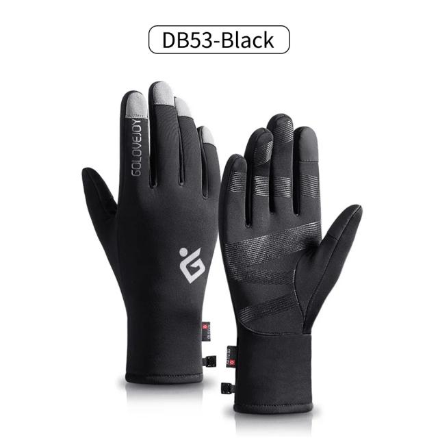 Luvas de Inverno Pretas à Prova d'Água para Ciclismo e Motociclismo com Touch Screen e Aquecimento para Dedos Completos