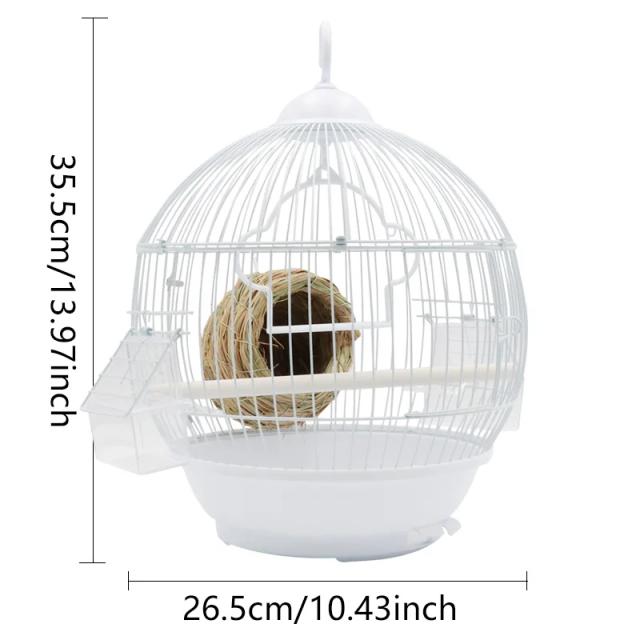 Gaiola para Pássaros em Ferro Forjado com Design de Pérola e Acácia para Pequenos Papagaios e Aves Decorativas