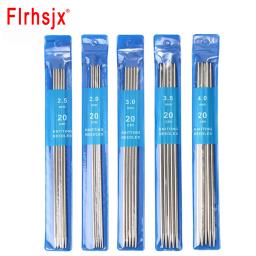 Flrhsjx 5 pçs agulhas de tricô de aço inoxidável 2-4mm 5 tamanhos conjuntos de gancho de crochê duplo apontado artesanato diy tecelagem agulhas de crochê - Image 2