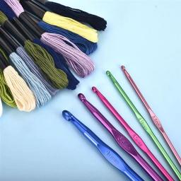 Alumínio Crochet Gancho para Artesanato DIY, Punho De Madeira, Conjunto De Agulhas De Tricô De Plástico, Ferramenta De Agulha, 2-10mm, 12 Pçs/set - Image 3