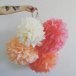Papel de tecido de aniversário de 25cm, bolas de pompoms, decoração de festa, artesanato, decoração de natal e casamento, 10 peças - Image 2