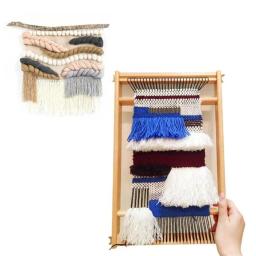 Tapeçaria de madeira tecelagem tear kit teares mão-máquina de malha diy conjunto de tecido máquina de costura casa acenando acessórios gancho artesanal - Image 6