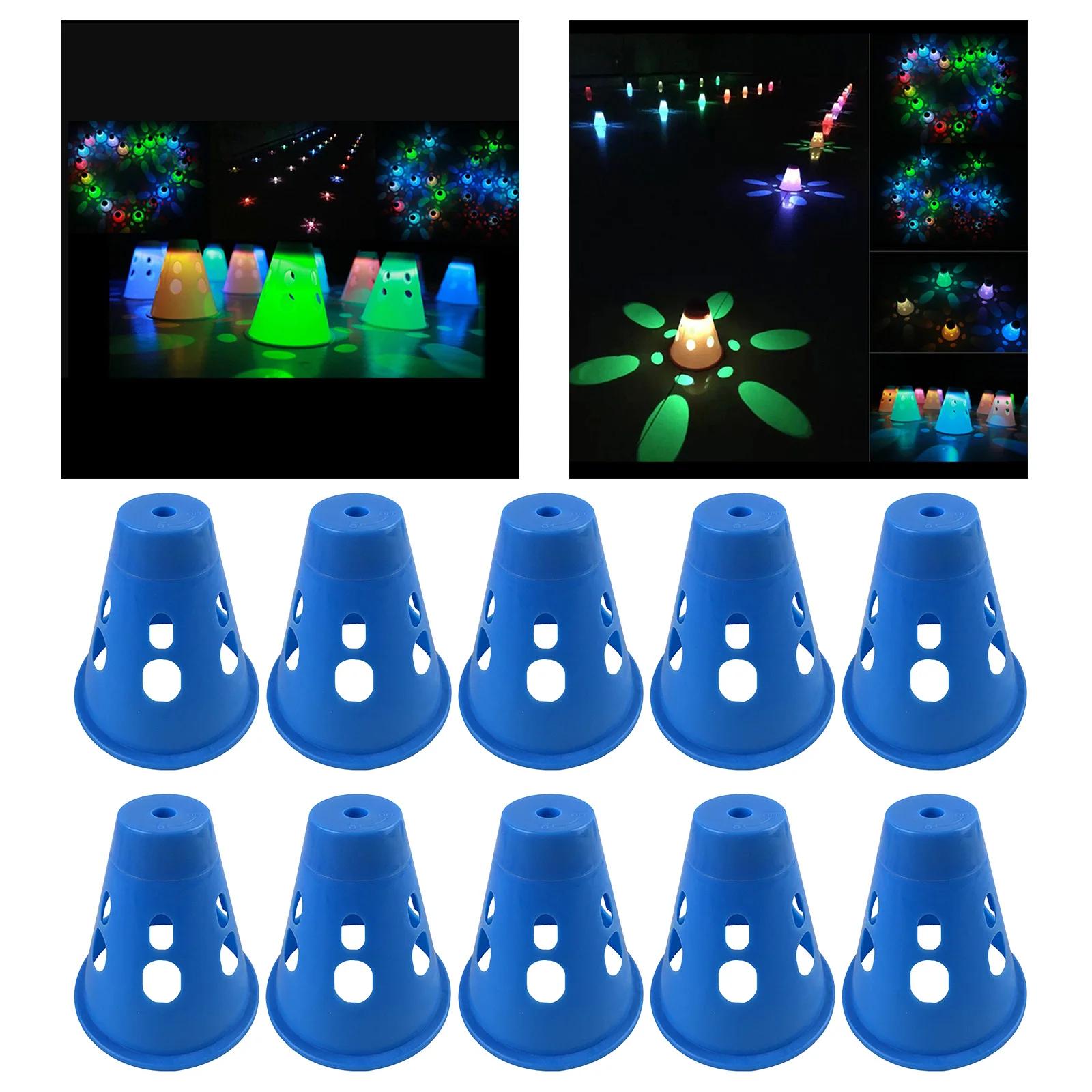 LED Light Up Skating Marker Cones Treinamento de Agilidade Brilha no Escuro Rolo Inline Copo de Pilha de Patinação, Treinamento Prático de Skate, 10Pcs - Image 1