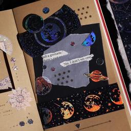 Fita Decorativa Prata Washi, Fantasia Astrolábio, Estrelas, Lua, Planeta, Laser, Quente, Prata, Adesivo, DIY, Scrapbooking, Etiqueta - Image 3