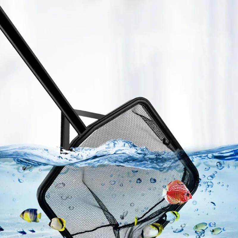 Rede de pouso para peixes, acessórios preto para aquário, cabo longo quadrado, rede de pesca para aquário, produtos duráveis - Image 1