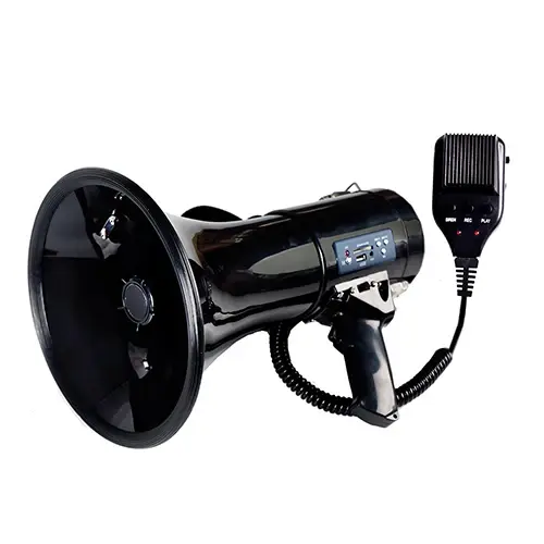 Megafone Portátil 50W com Controle de Volume e Correia – Voz e Sirene para Alarmes, Novo!