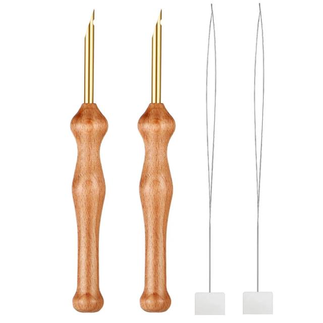 Perfurador de Madeira em Formato de Caneta com Agulha Threader para DIY, Artesanato e Costura Applique - 1/2 Peças