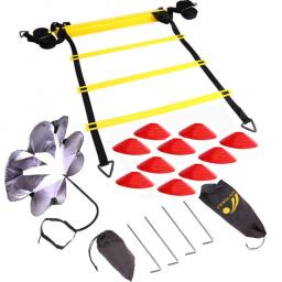 Velocidade footaball agilidade escada equipamento de treinamento conjunto com resistência pára-quedas esportes ao ar livre acessórios - Image 1